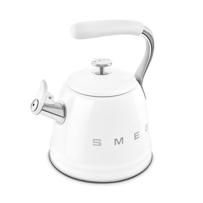 Smeg 50's Retro Style Aesthetic White Whistling Kettle