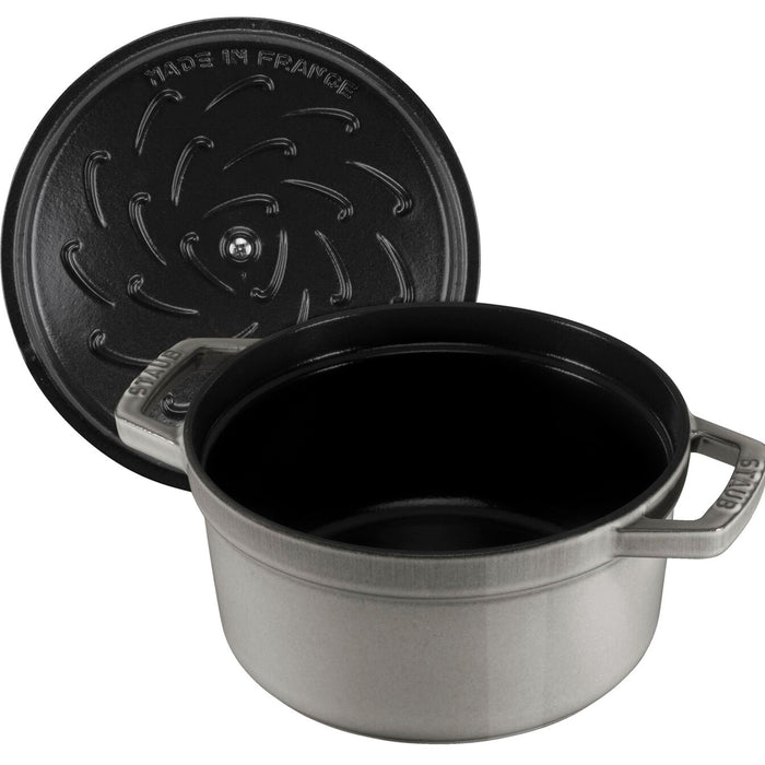 Staub Cast Iron Graphite Grey Deep Round Cocotte, 5-Quart