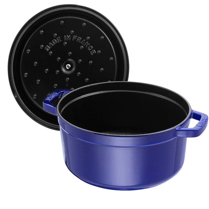 Staub Cast Iron Dark Blue Round Cocotte, 7-Quart