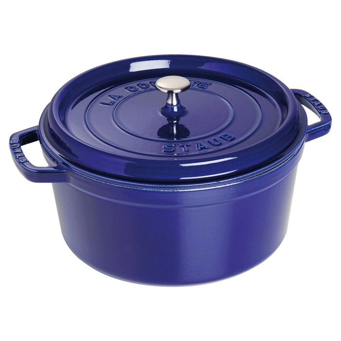 Staub Cast Iron Dark Blue Round Cocotte, 7-Quart