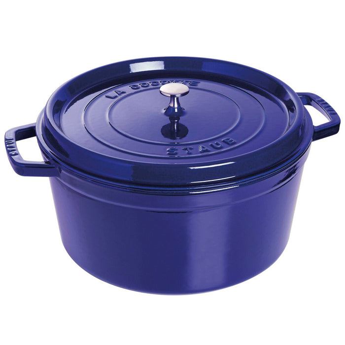 Staub Cast Iron Dark Blue Round Cocotte, 9-Quart