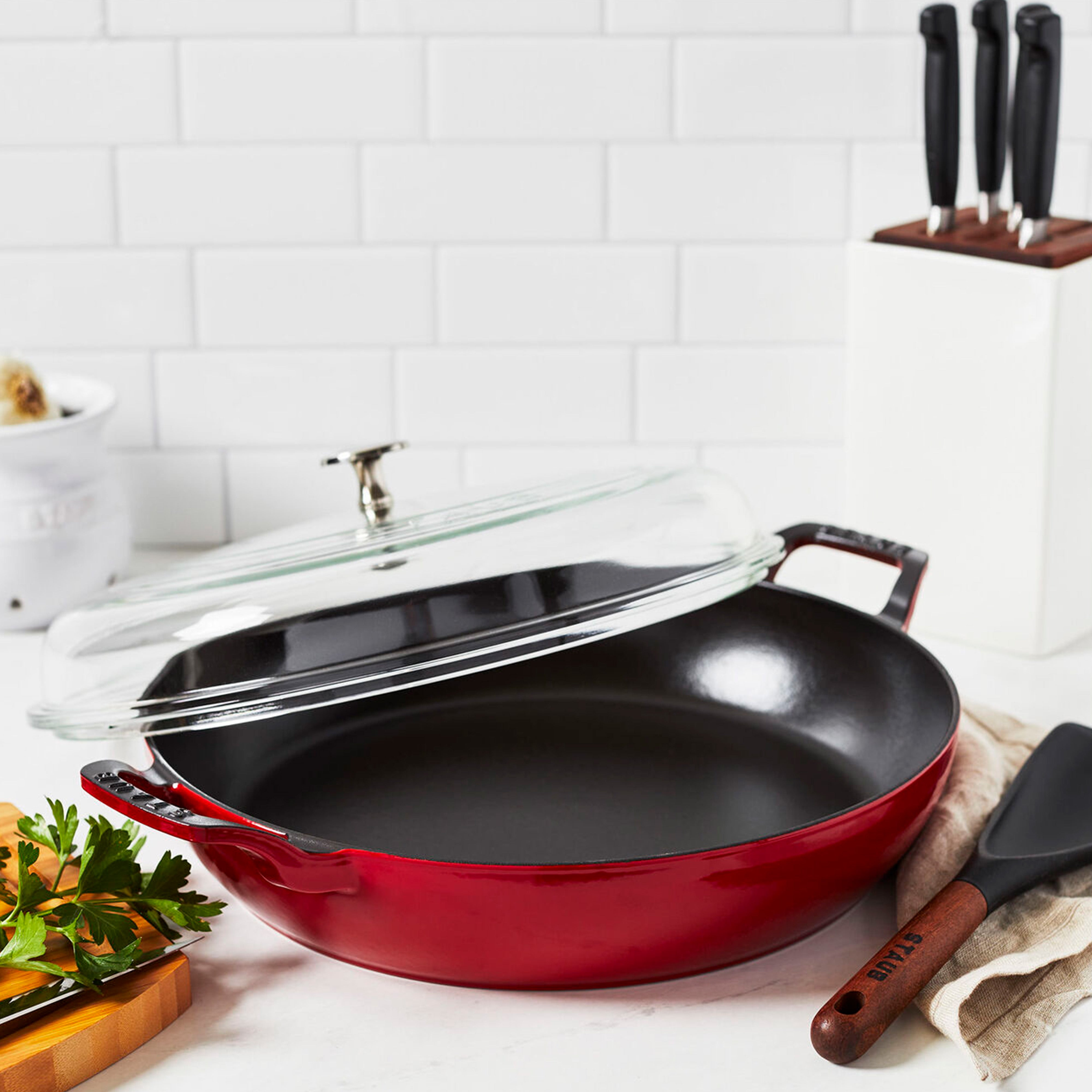 Staub Cast Iron Cherry Braiser with Glass Lid, 3.5-Quart