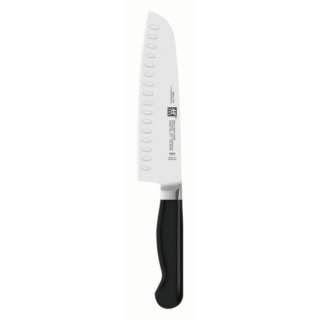 Zwilling Pure Stainless Steel Hollow Edge Santoku Knife, 7-Inches - LaCuisineStore