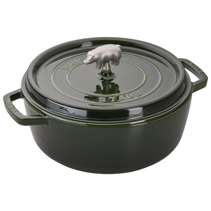 Staub Cast Iron Basil Shallow Wide Round Cocotte, 6-Quart