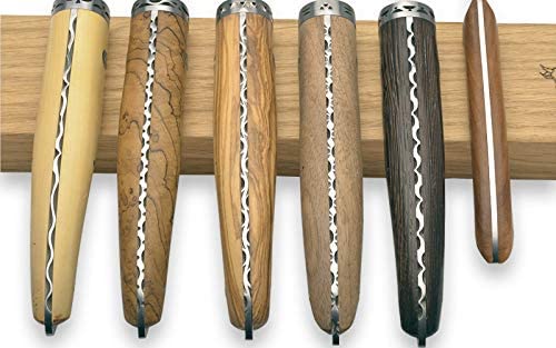 Laguiole en Aubrac Stainless Steel 7-Piece Premium Kitchen Knife Block Set with Mixed Wood Handles