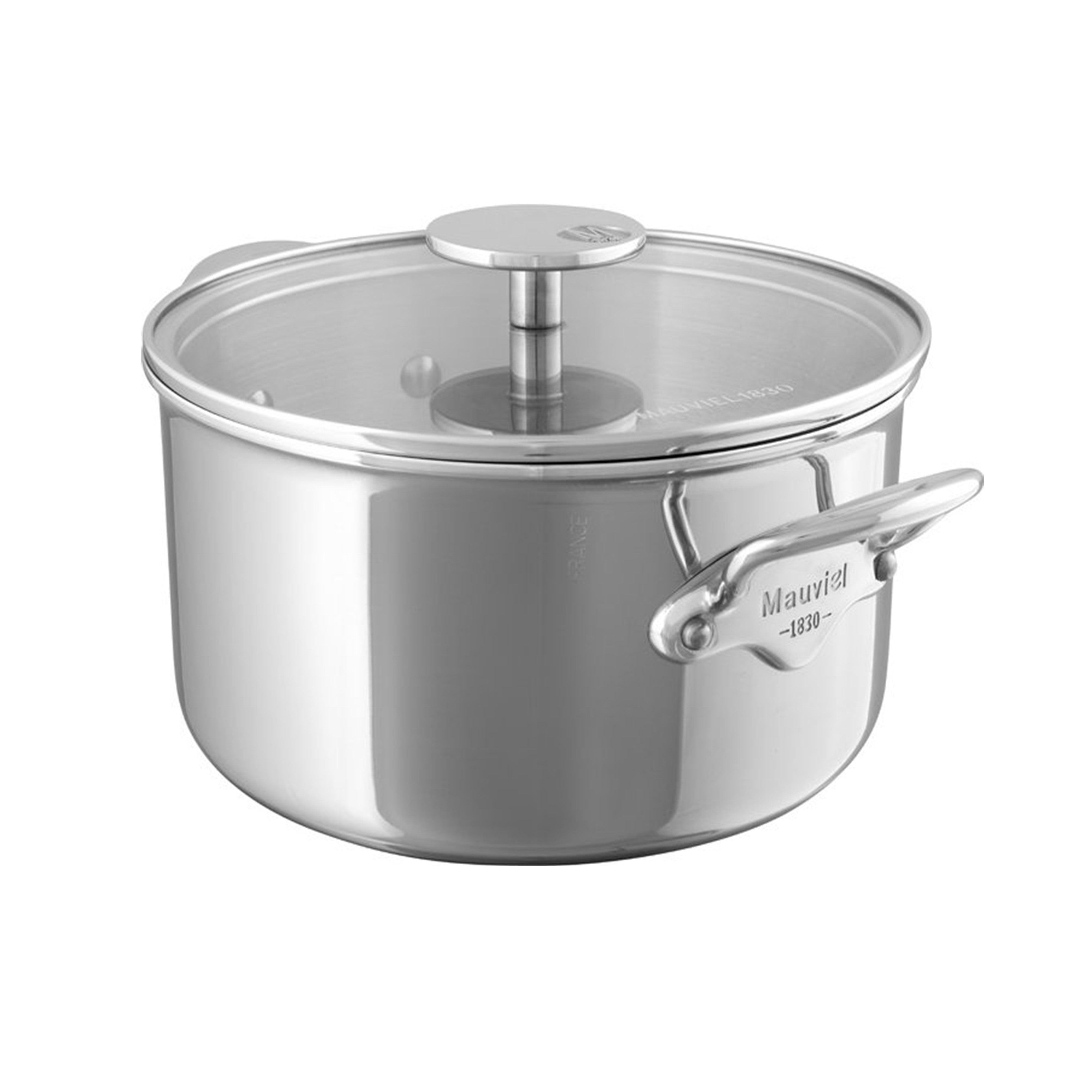 Mauviel M'Cook Stainless Steel Cocotte With Glass Lid, 1.8-Quart