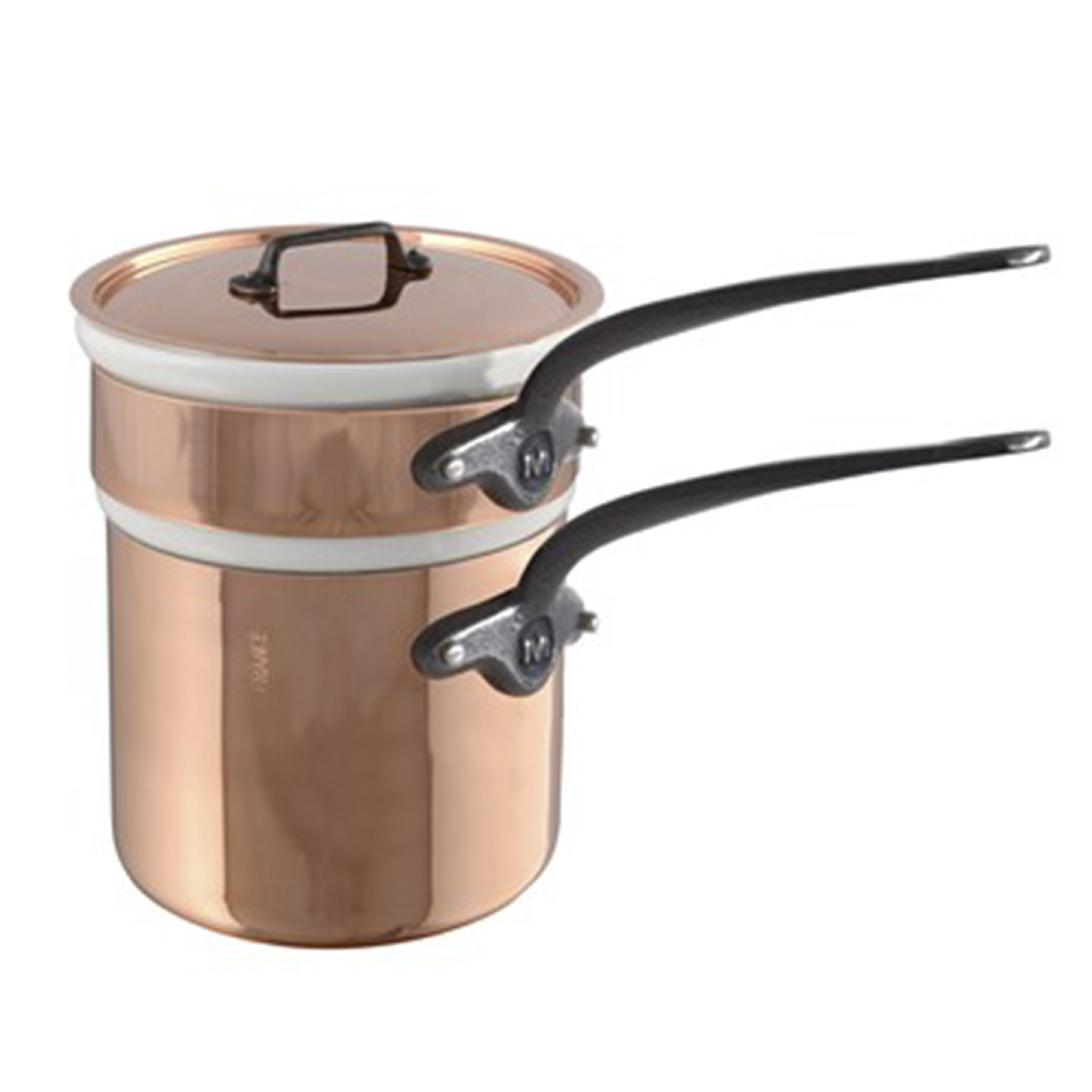 Mauviel M'150ci Copper Bain Marie With Cast Iron Handle & Copper Lid, 1.8-Quart