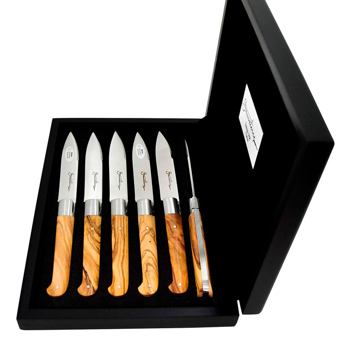 Sauveterre Stainless Steel 6-Piece Steak Knife Set with Olivewood Handle