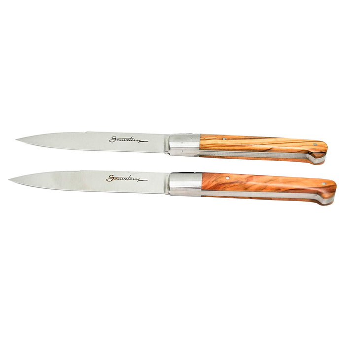 Sauveterre Stainless Steel 6-Piece Steak Knife Set with Olivewood Handle