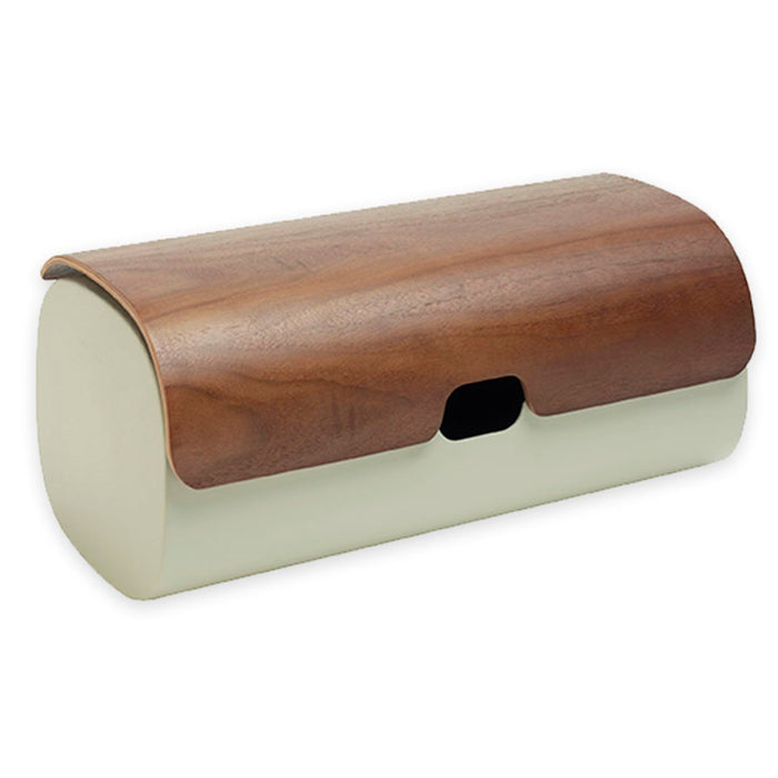 Legnoart Clibano Metal Bread Box with Smooth Shaped Closure Walnut Lid