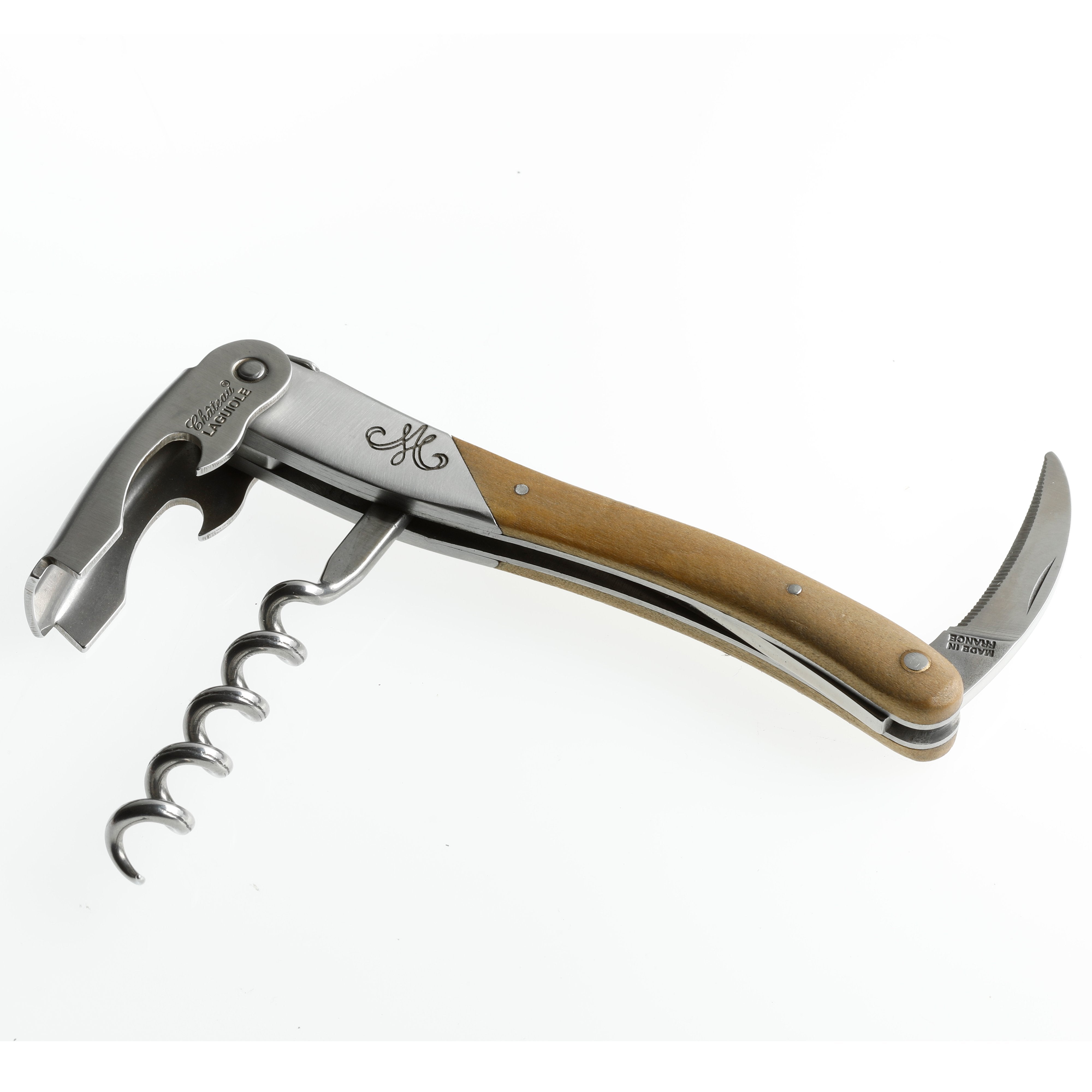 Chateau Laguiole Versailles Series Stainless Steel Sommelier Corkscrew with Tulipier Wood Handle