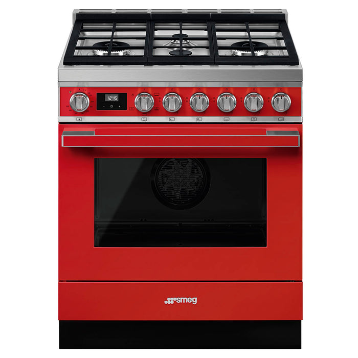 Smeg Portofino Aesthetic Pro-Style All-Gas Red Range, 30-Inches