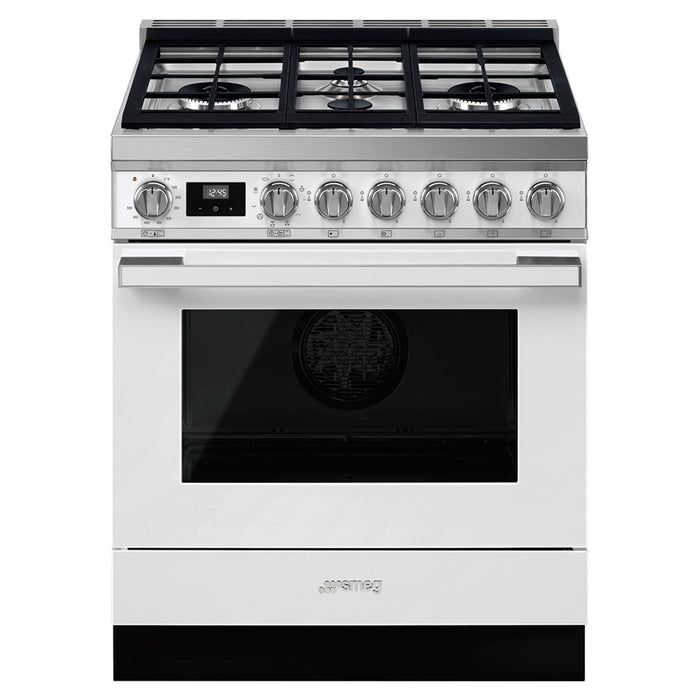 Smeg Portofino Aesthetic Pro-Style Dual Fuel White Range, 30-Inches