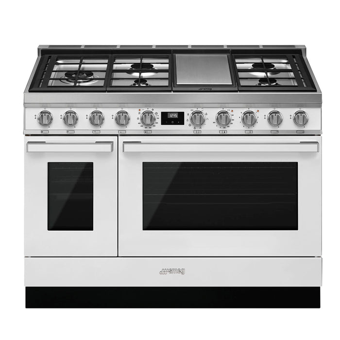 Smeg Portofino Aesthetic Pro-Style Dual Fuel White Range, 48-Inches