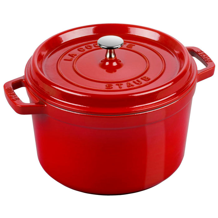 Staub Cast Iron Cherry Deep Round Cocotte, 5-Quart