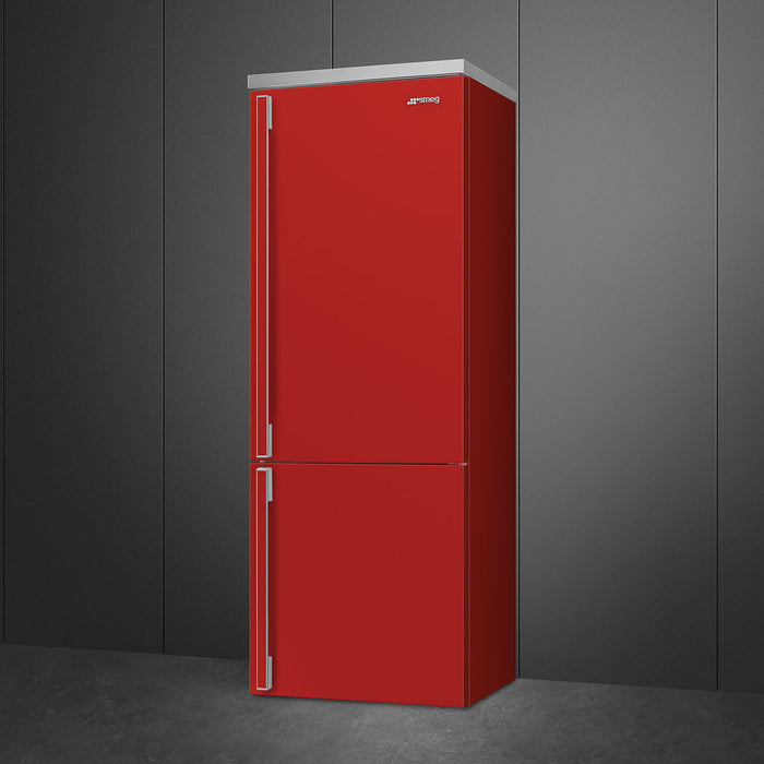 Smeg Portofino Freestanding Bottom Mount Red Refrigerator Right Hand Hinge, 28-Inches