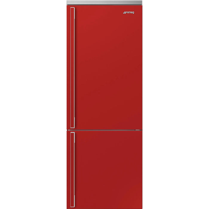 Smeg Portofino Freestanding Bottom Mount Red Refrigerator Right Hand Hinge, 28-Inches