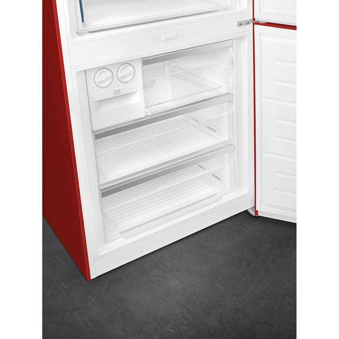 Smeg Portofino Freestanding Bottom Mount Red Refrigerator Right Hand Hinge, 28-Inches