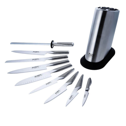 Global Classic Stainless Steel Knife Block Set, 10-Piece - LaCuisineStore