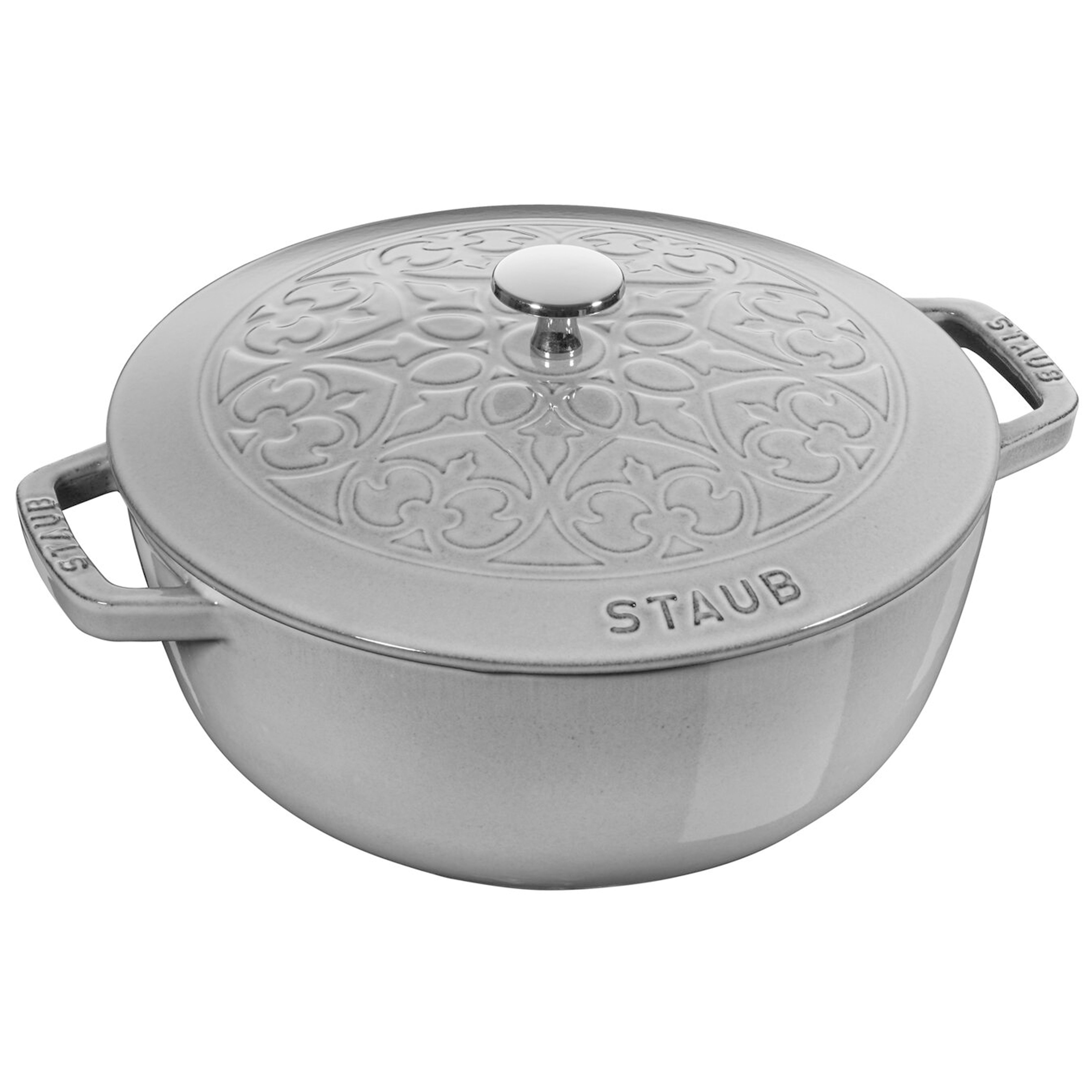 Staub Cast Iron Graphite Grey Essential French Oven with Lilly Lid, 3.75-Quart
