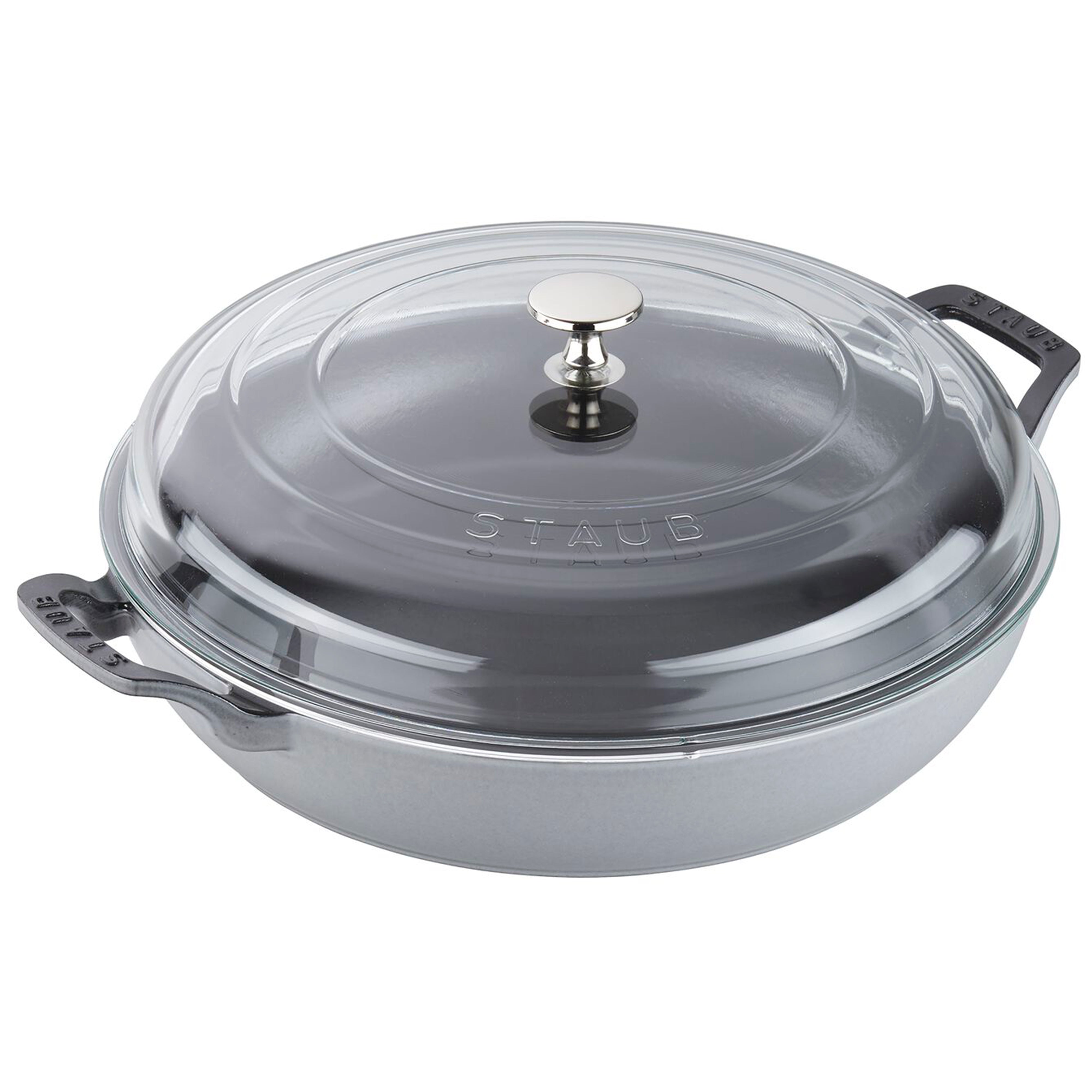 Staub Cast Iron Graphite Grey Braiser with Glass Lid, 3.5-Quart