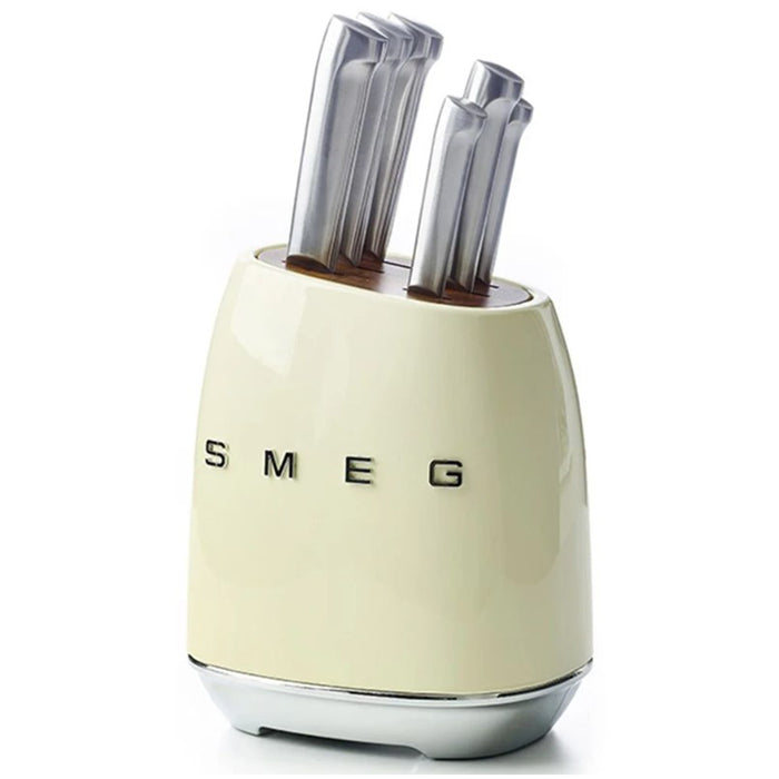 Smeg Stainless Steel 7-Piece Cream Knife Block Set