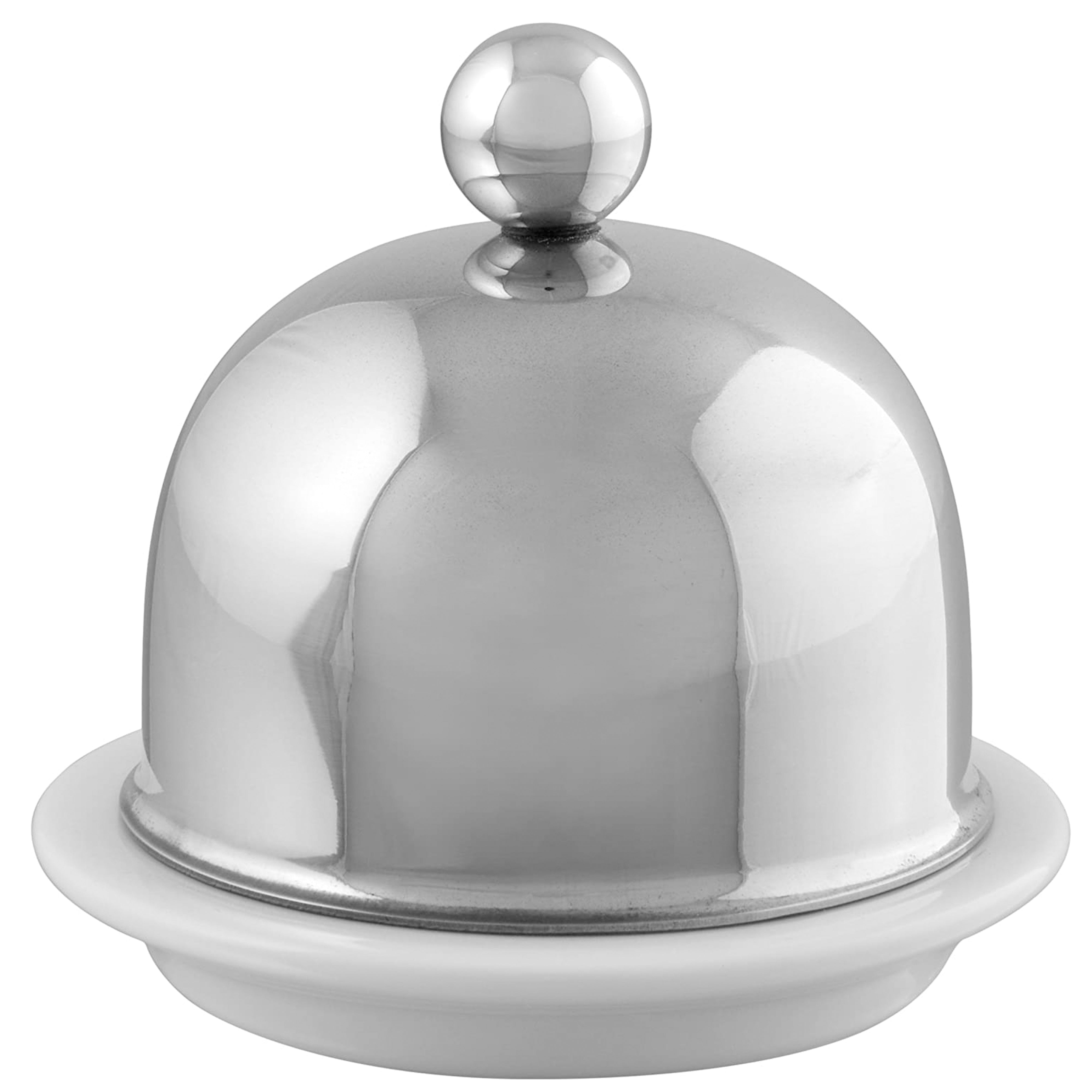 Mauviel M'Mini Stainless Steel & Porcelain Butter Dish, 0.4-Quart