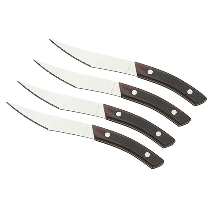 Legnoart Napoli 4-Piece Stainless Steel Pizza and Steak Knife Set with Dark Wood Handle