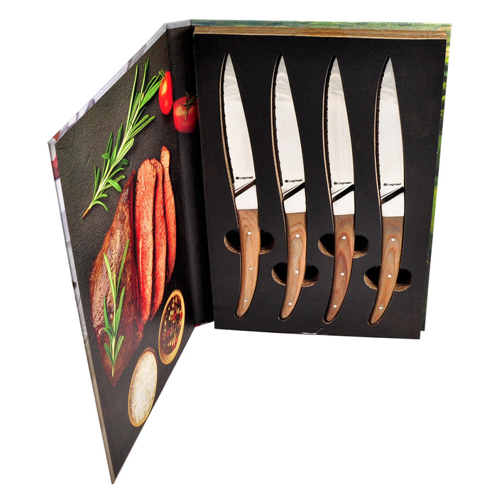 Legnoart Porterhouse 4-Piece Steak Knife Set with Light Wood Handle