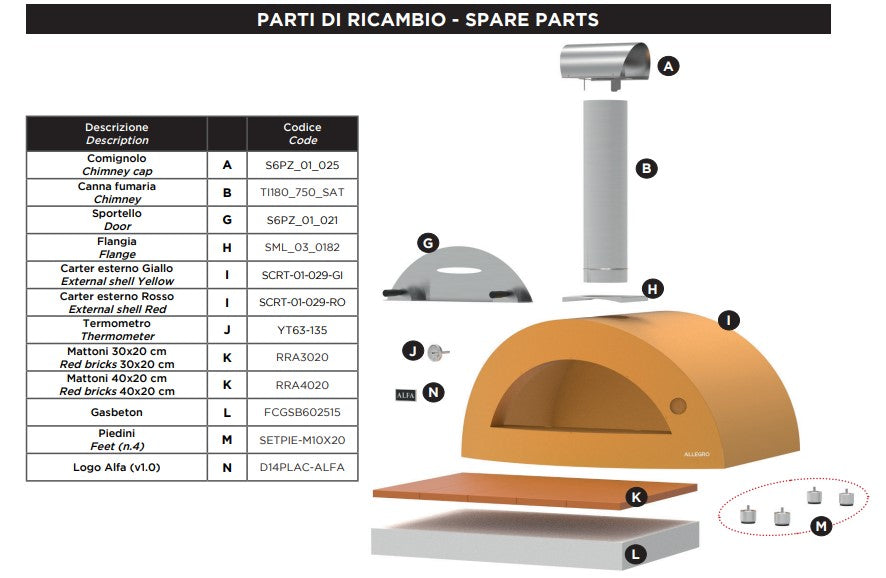 Alfa Forni Allegro Fire Yellow Wood-Powered Pizza Oven