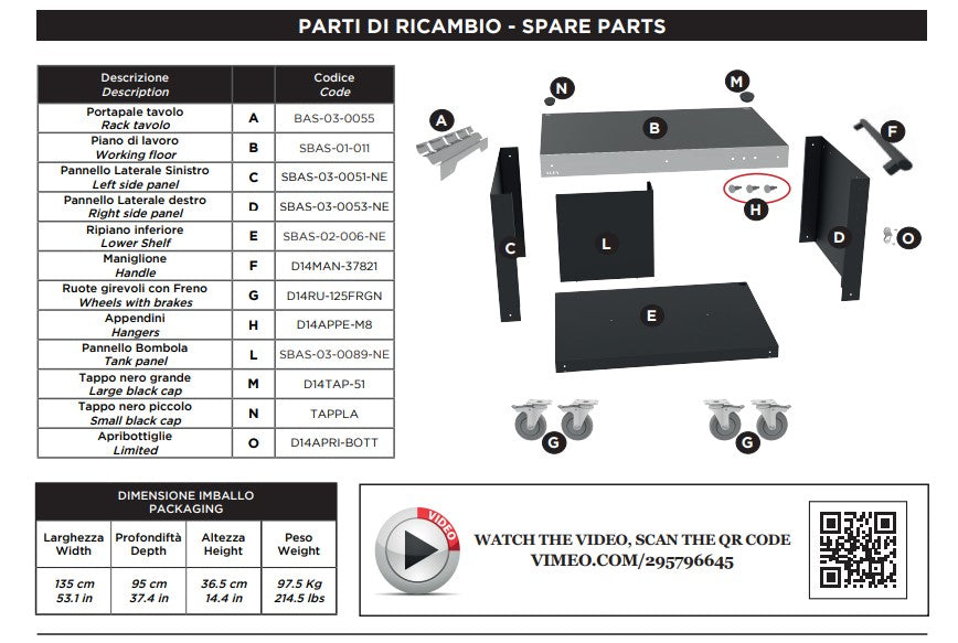 Alfa Forni Multi-Functional Base and Prep Station for Pizza Ovens, 51-Inches