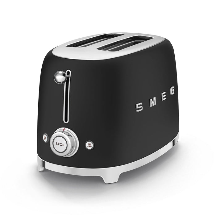 Smeg 50's Retro Style Aesthetic 2x2 Slice Matte Black Toaster