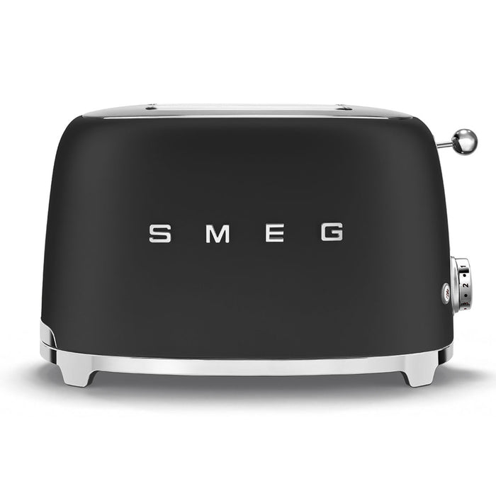 Smeg 50's Retro Style Aesthetic 2x2 Slice Matte Black Toaster