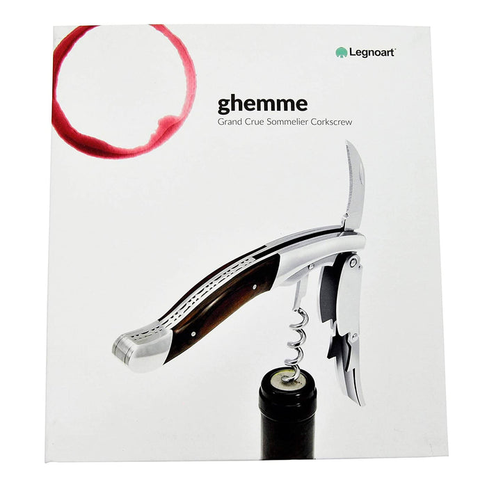 Legnoart Stainless Steel Ghemme Grand Crue Sommelier Corkscrew with Beechwood Handle