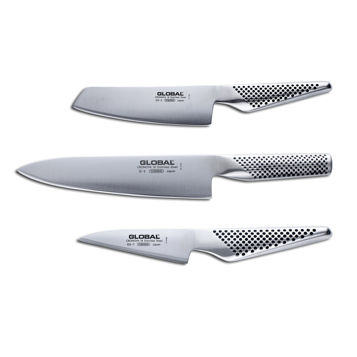 Global Classic Stainless Steel Knife Set, 3-Piece - LaCuisineStore